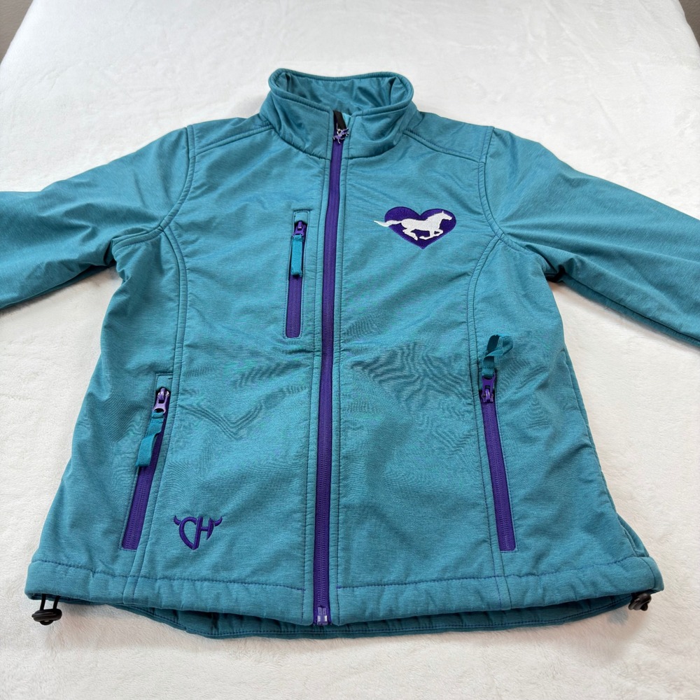 Cowgirl Hardware‎ Jacket Girls XL Teal Blue Purple Horse Heart Softshell Good